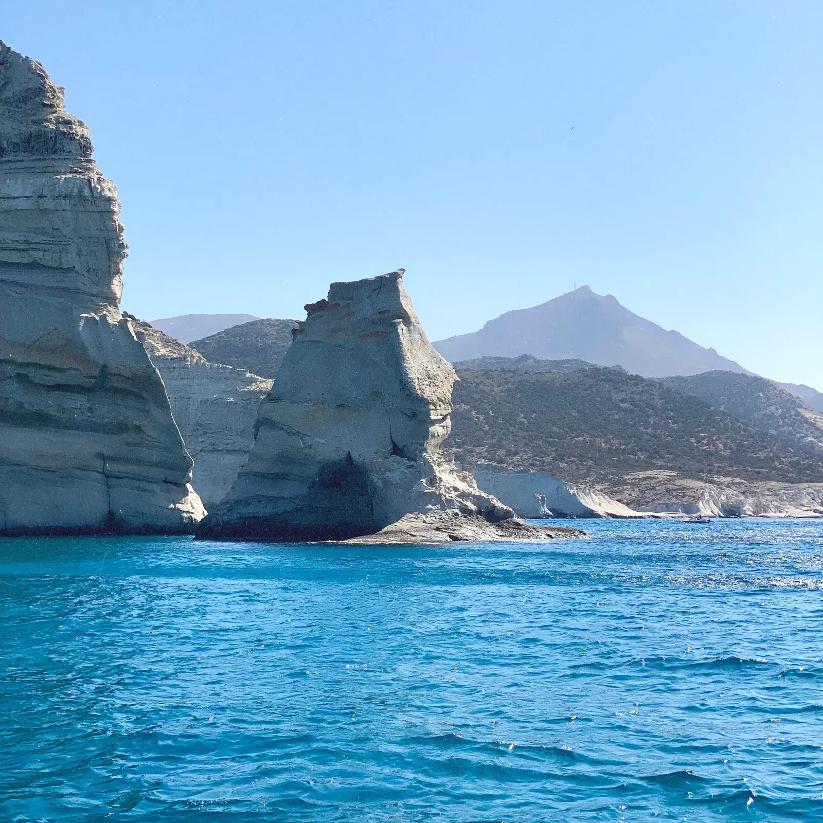 Milos and Polyaigos dramatic sea caves and clear water