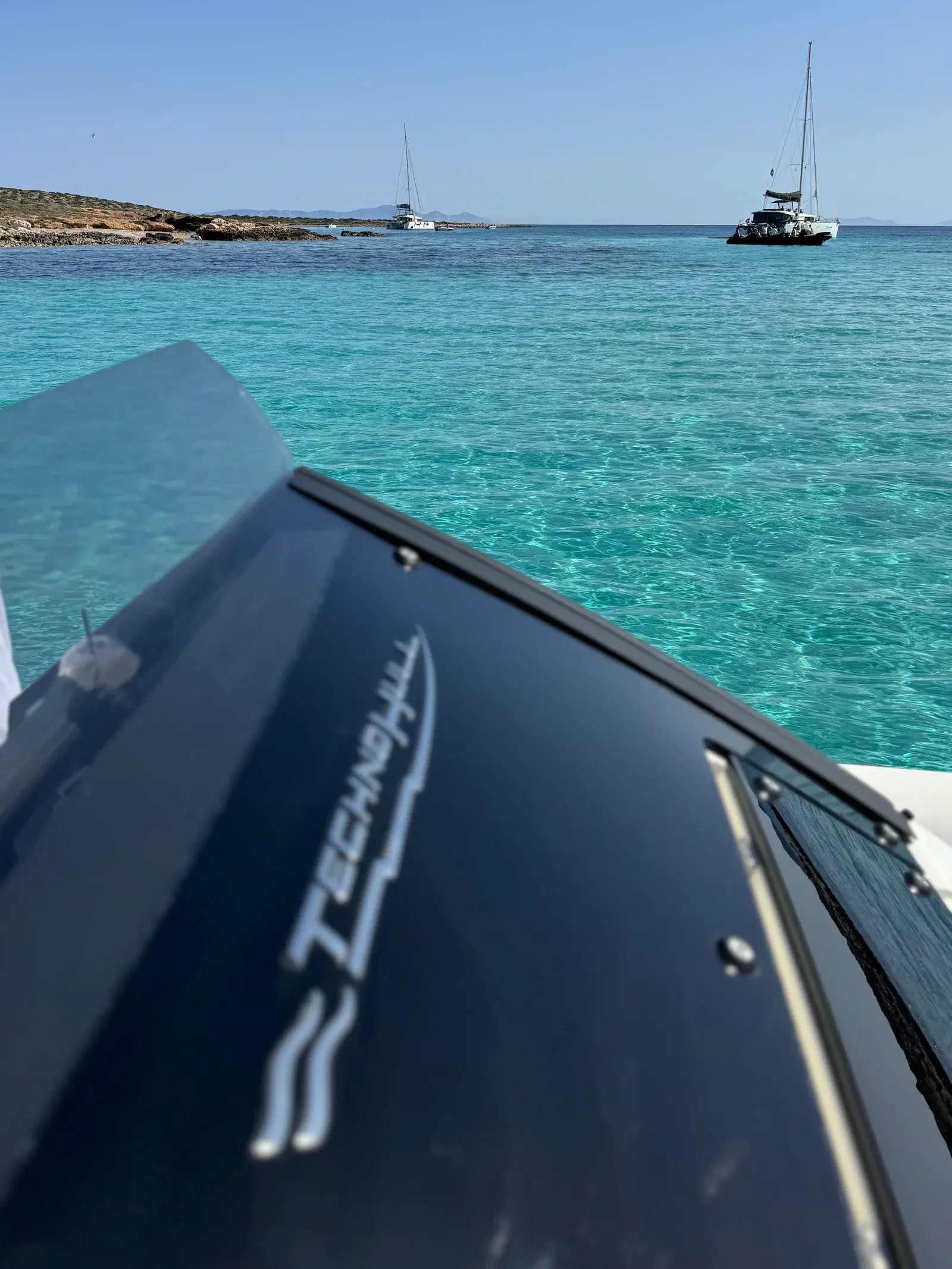 Luxury motor yacht on turquoise water